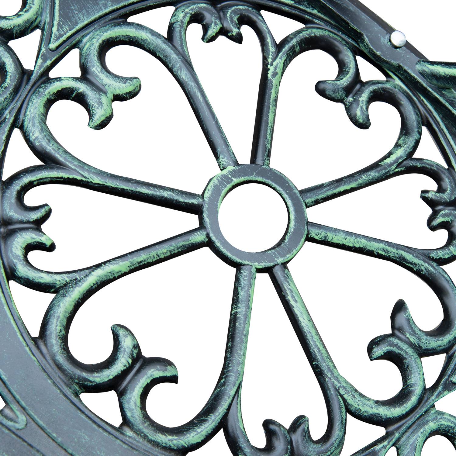 Banc 2 places néo-rétro fonte aluminium motif rosace lignes fuselées, 100L x 54l x 78H cm - Image 10
