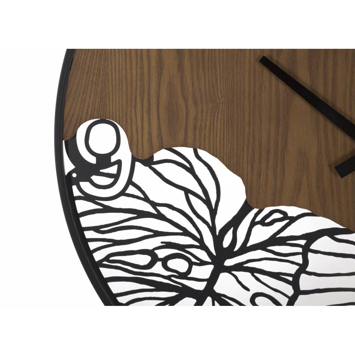 Horloge Murale Design "Leaf" 60cm Marron & Noir - Image 2