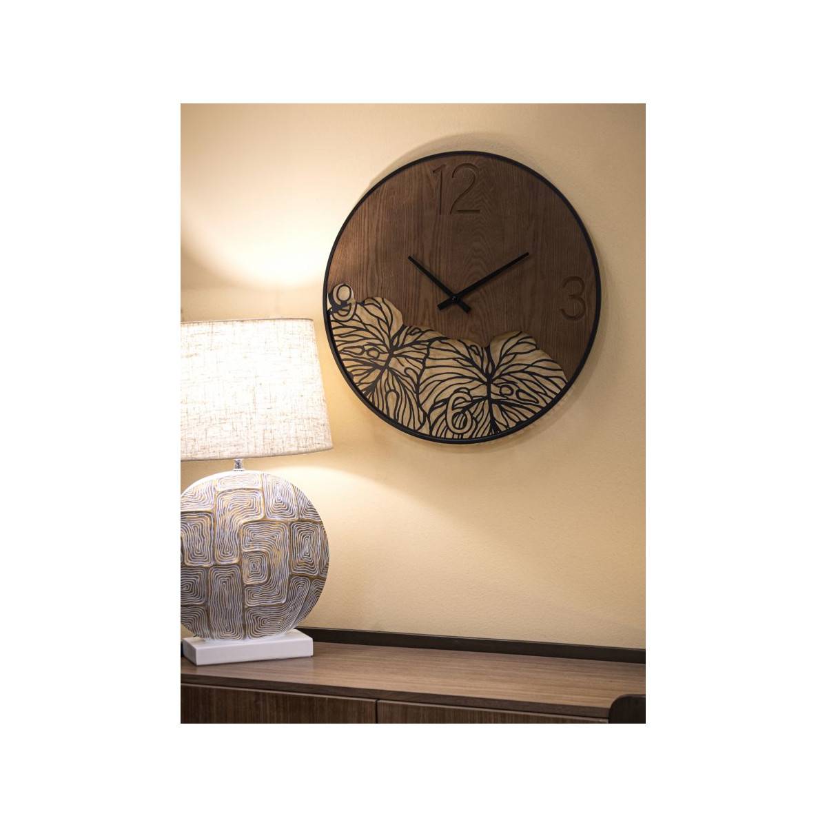 Horloge Murale Design "Leaf" 60cm Marron & Noir - Image 5