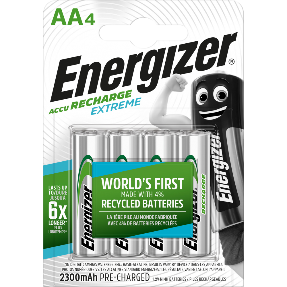 Energizer - Lot de 4 piles rechargeable aa Extreme, 2300 mAh, ENERGIZER - Image 1