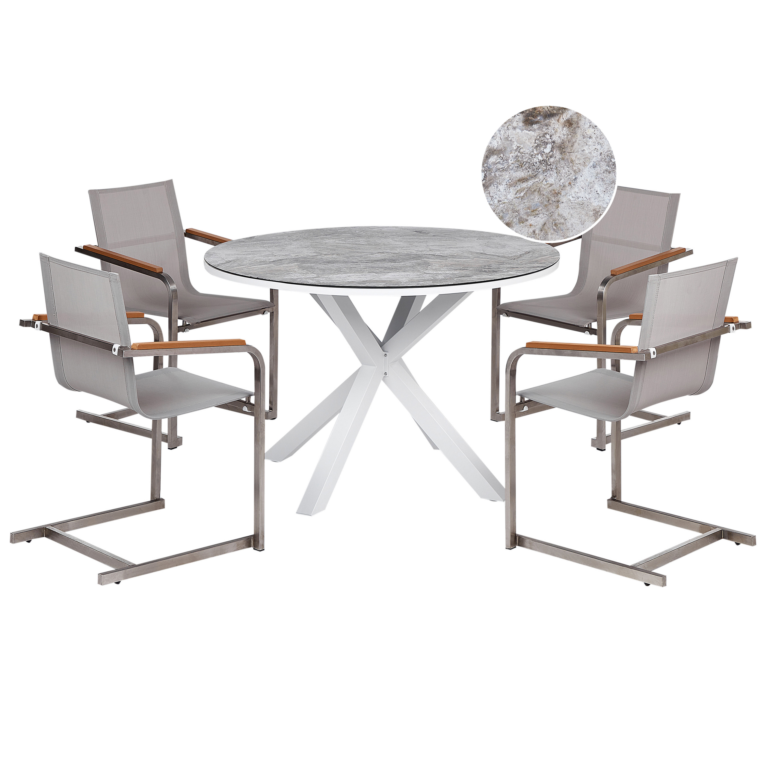 Beliani - Set de salle à manger Aluminium Marbre blanc MALETTO/COSOLETO Beliani - Image 1
