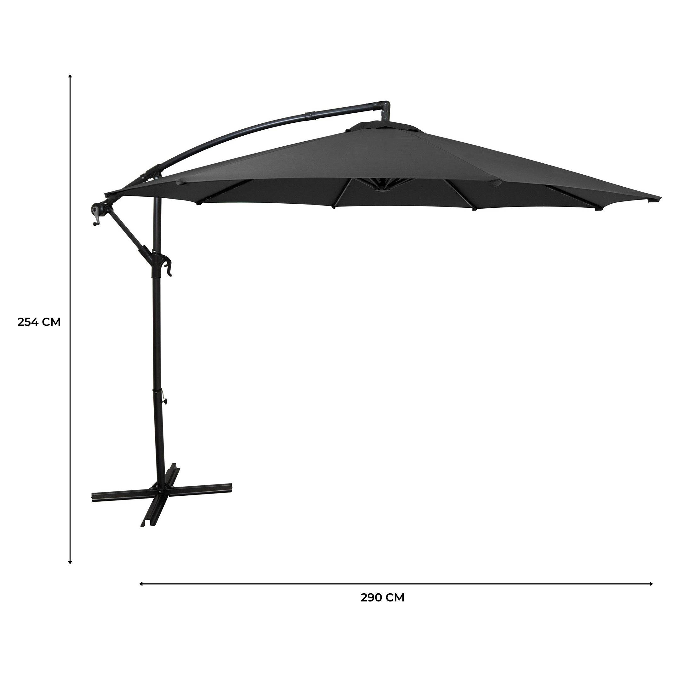 Monstershop - Parasol Banane à Mât Déporté 3 m - Gris - Image 5