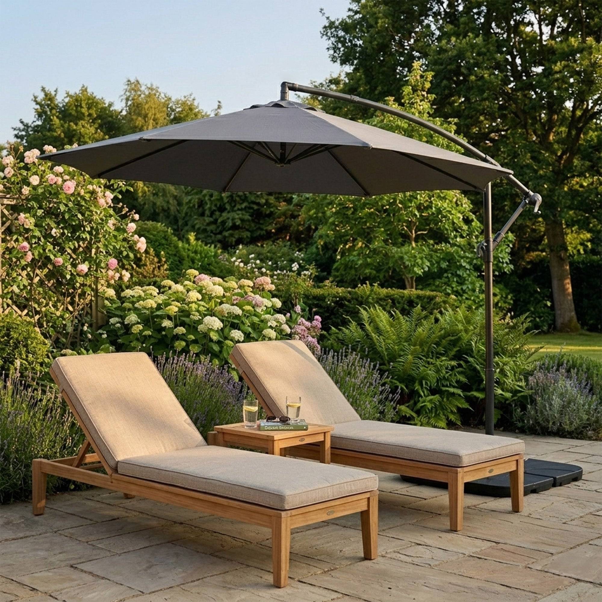 Monstershop - Parasol Banane à Mât Déporté 3 m - Gris - Image 4