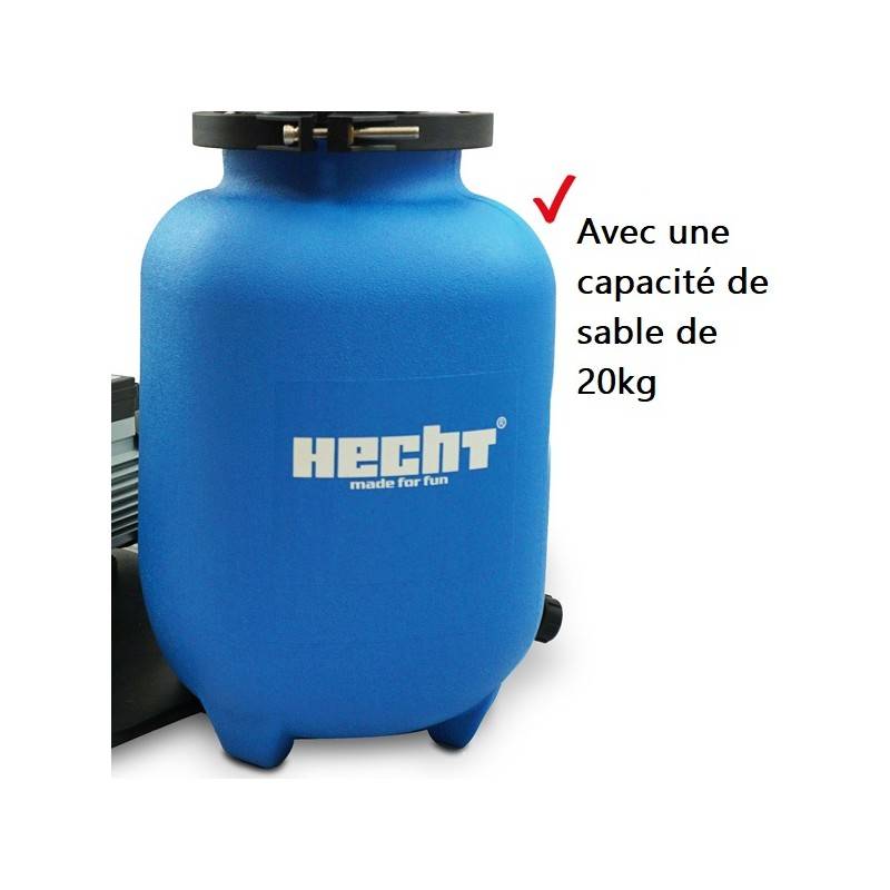 Hecht 302113 Système de filtre à sable(avec pré-filtre) de piscine 7 m3/h 450 W Capacité de sable 20kg - Image 2