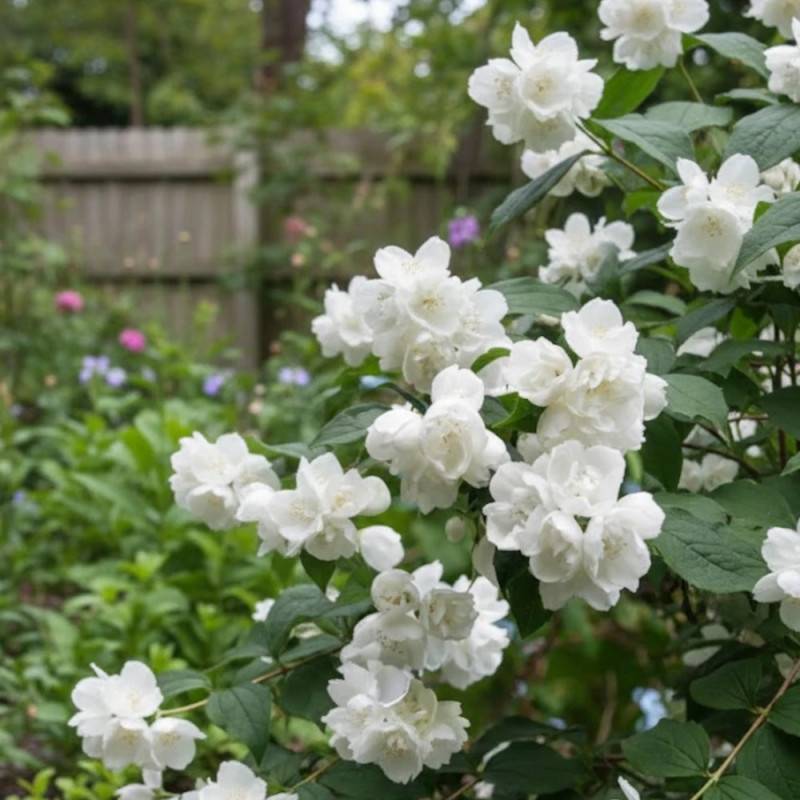 Seringat des jardins virginal, Philadelphus à fleurs Blanche - feuillage Caduc - Pot de 4L - 40/60 cm- hauteur à maturité De 1,00 m à 1,50 m - Image 4