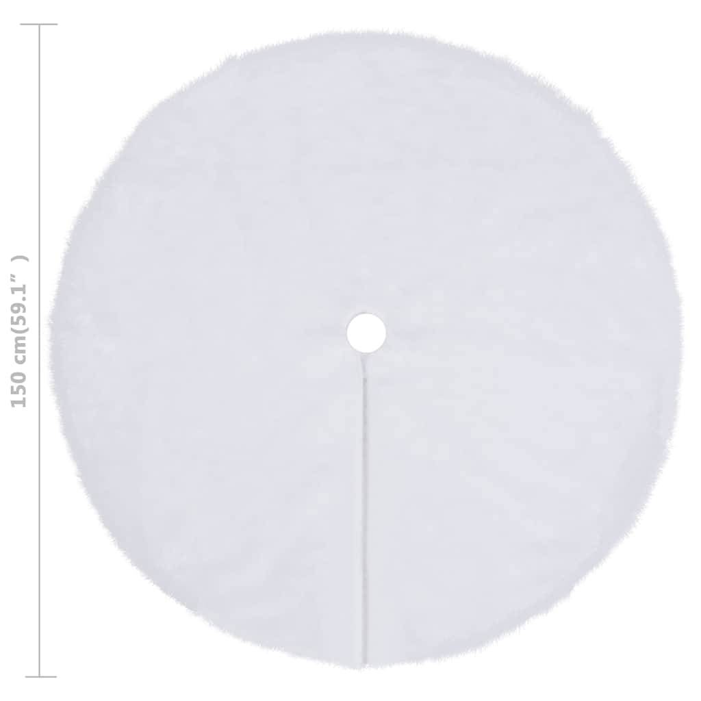 Vidaxl - Jupe de sapin de Noël-Collier de sapin de Noël-Cache pied de sapin blanche 150 cm en fausse fourrure - Image 6