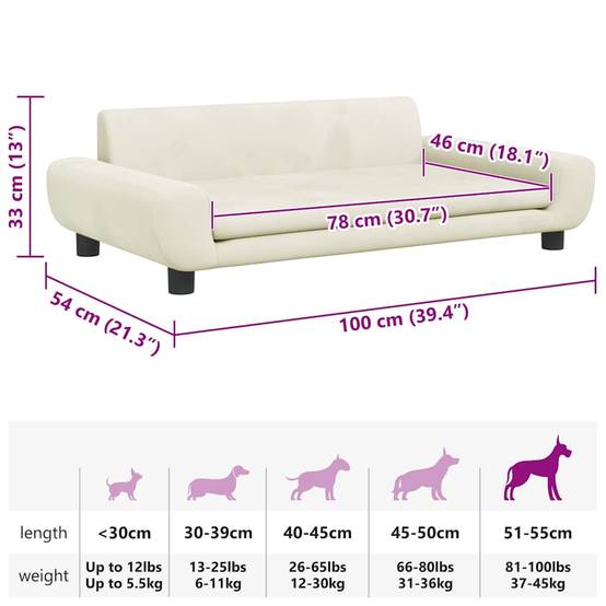 Vidaxl - Lit pour chien crème 100x54x33 cm velours vidaXL 171987 - Image 3