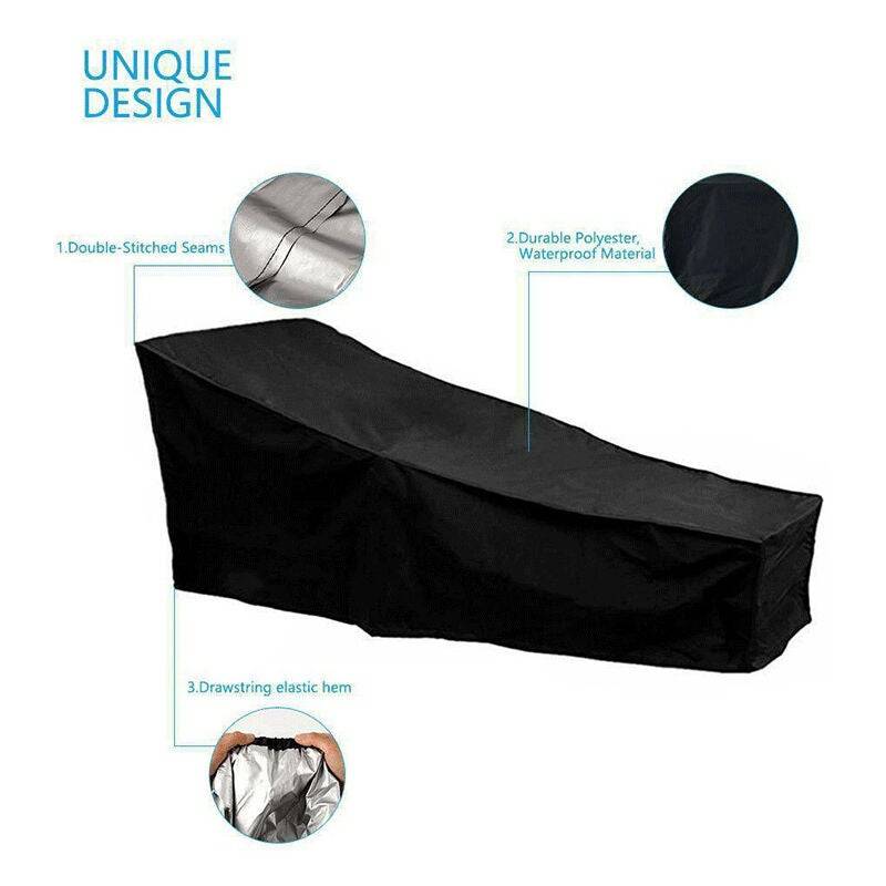 IntiMeg - Housse pour Chaise Longue de Jardin, Imperméable, Coupe-Vent, Robuste Housse de Protection Bain de Soleil, Transat (210x75x40/80cm) - Noir IntiMeg - Image 3