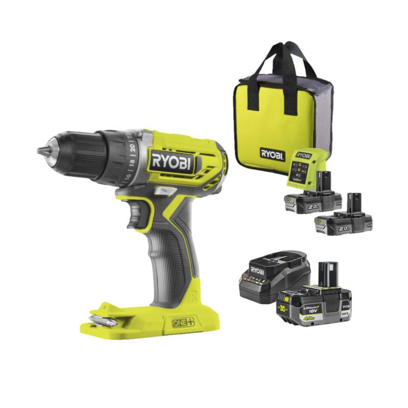 Ryobi - Perceuse-visseuse RYOBI 18V One+ R18DD2 - 2 batteries 2,0Ah et 1 batterie 4,0Ah - 2 chargeurs