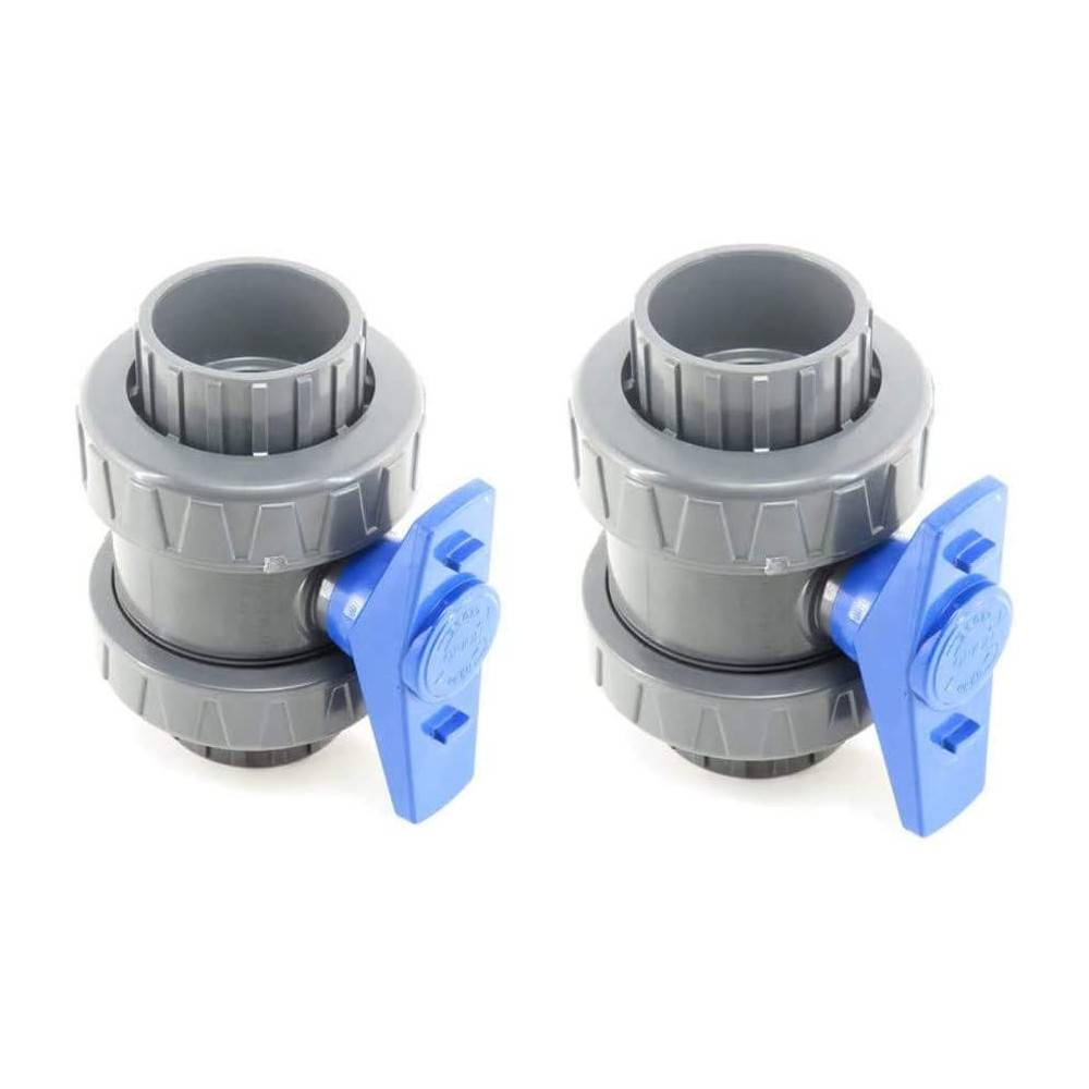 Lot de 2 vannes PVC pour piscine diametre 50 mm - Image 1