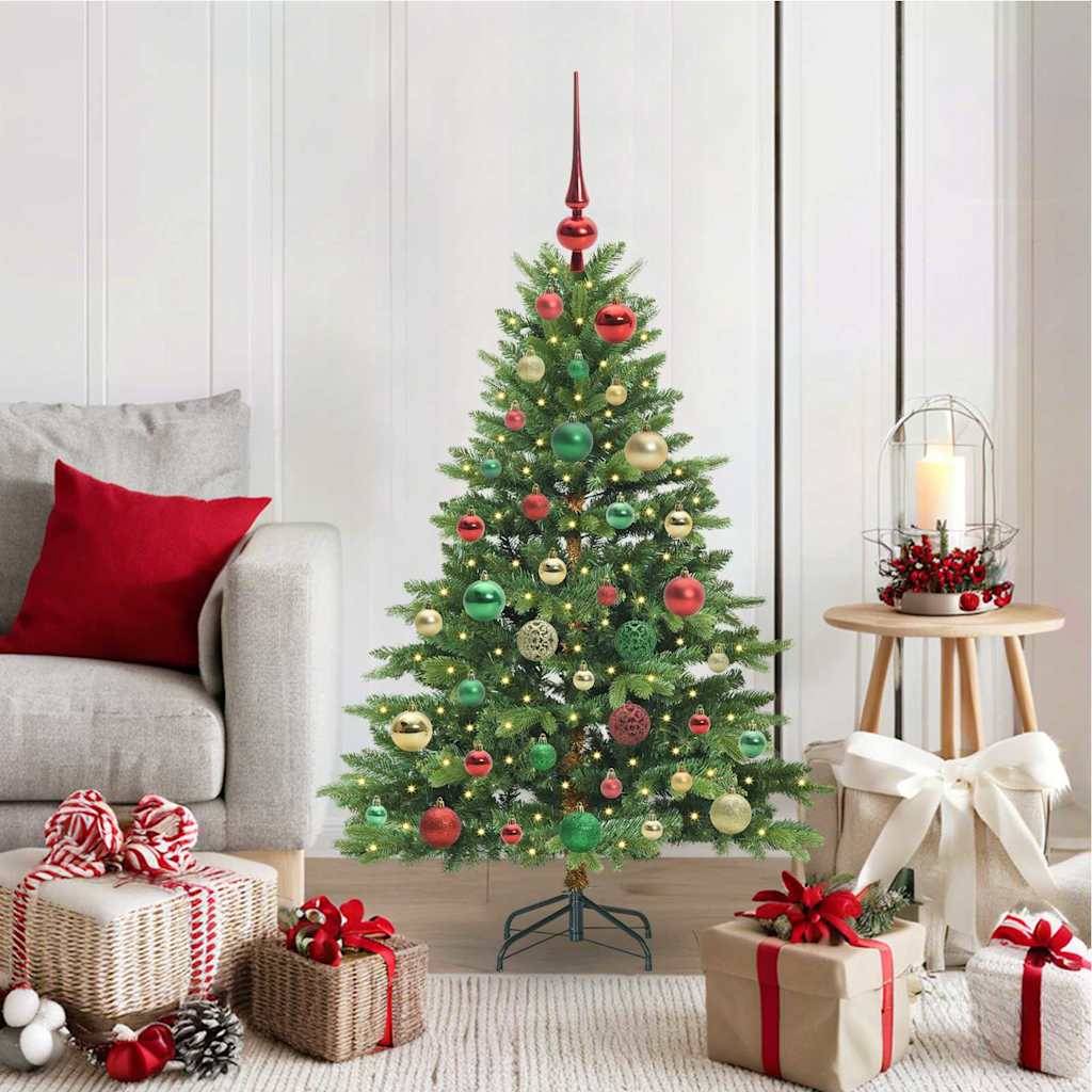 ComfortXL - Petit Sapin de Noël Artificiel 120 cm Décoré, 150 LED Blanc Chaud et 61 Boules – ComfortXL Outdoor Living