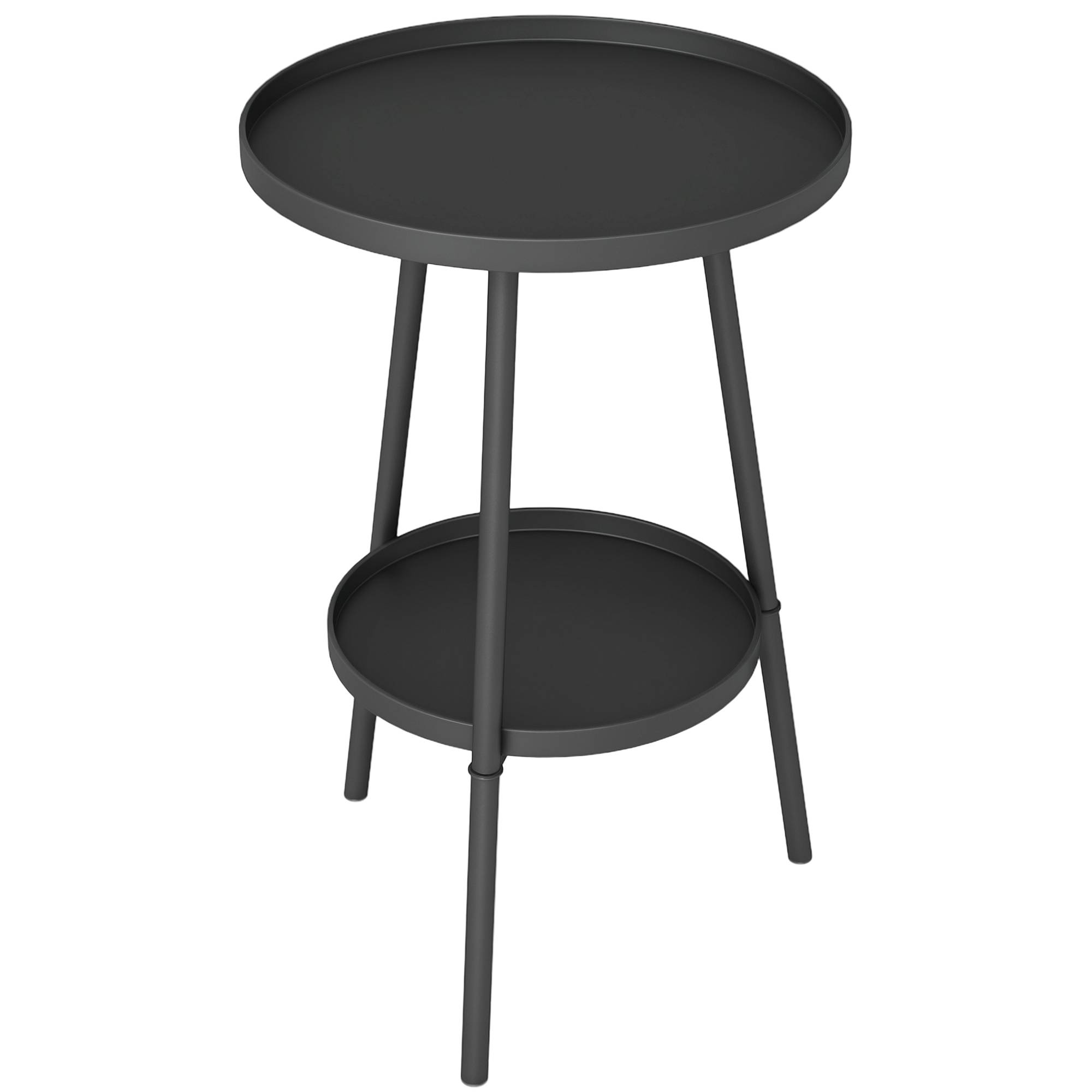 Table noire 2 niveaux rebords surélevés Ø32x51cm intérieur extérieur - Image 1