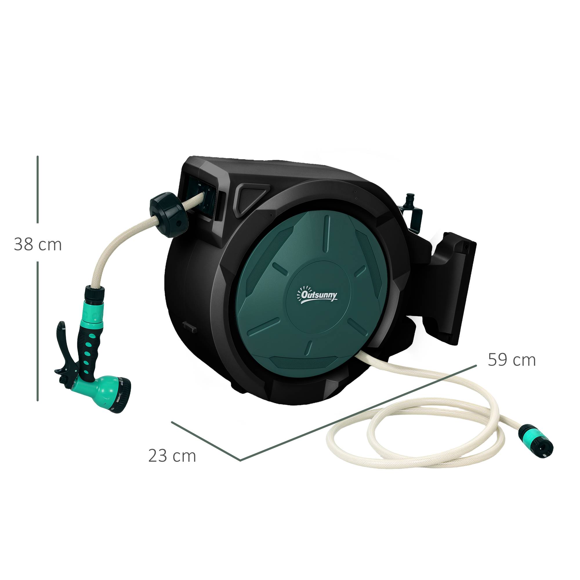 ComfortXL - Enrouleur tuyau d’arrosage mural PP 30+2 m vert Ø 15 mm rebobinage auto 180° - ComfortXL Outdoor Living - Image 4