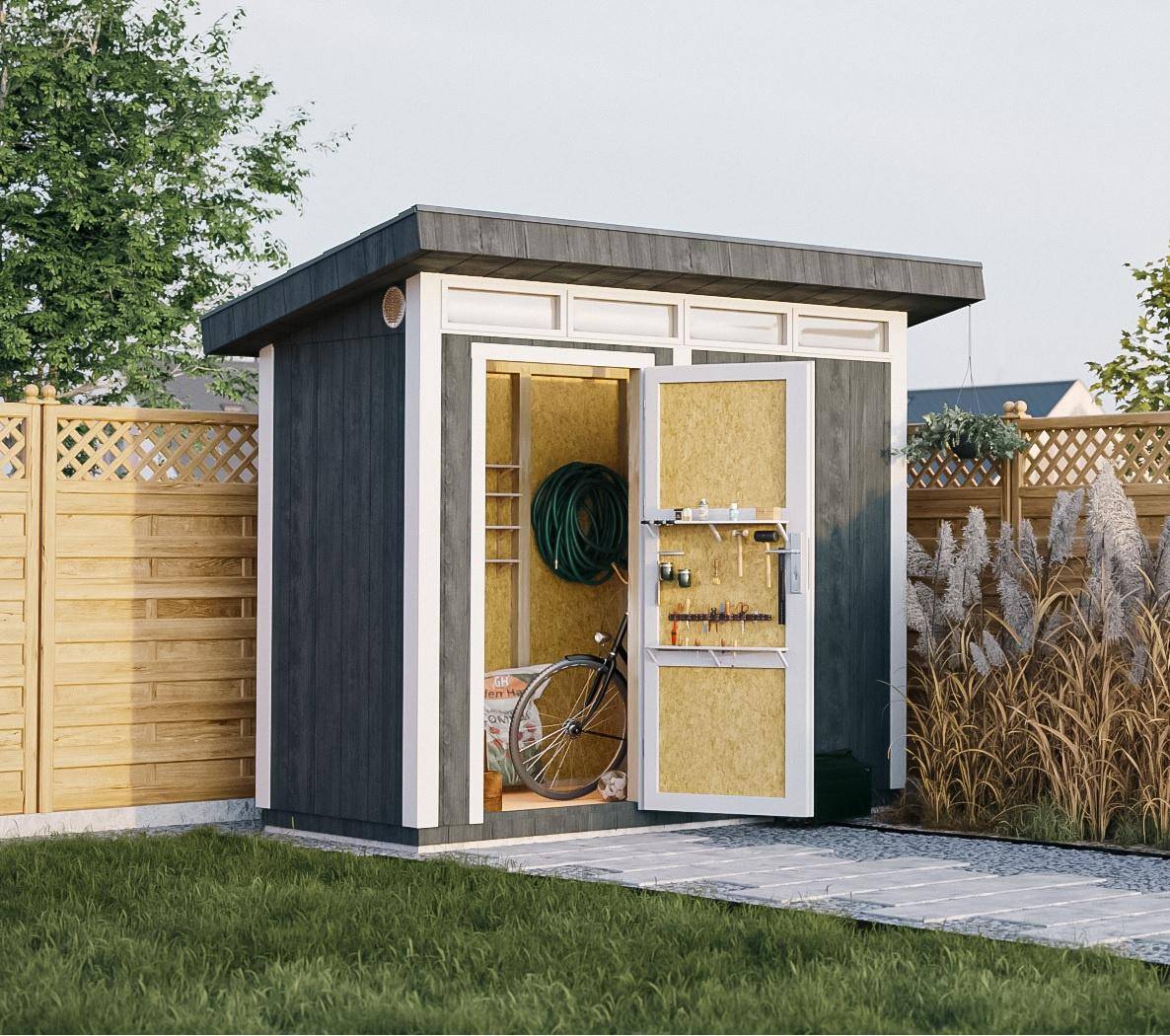 Timbela - Abri de Jardin Qualité Premium 3m² / L161xL294cm - Kit tout compris avec sol, tuiles bitumineuses, set de peinture - Timbela M901 - Image 4