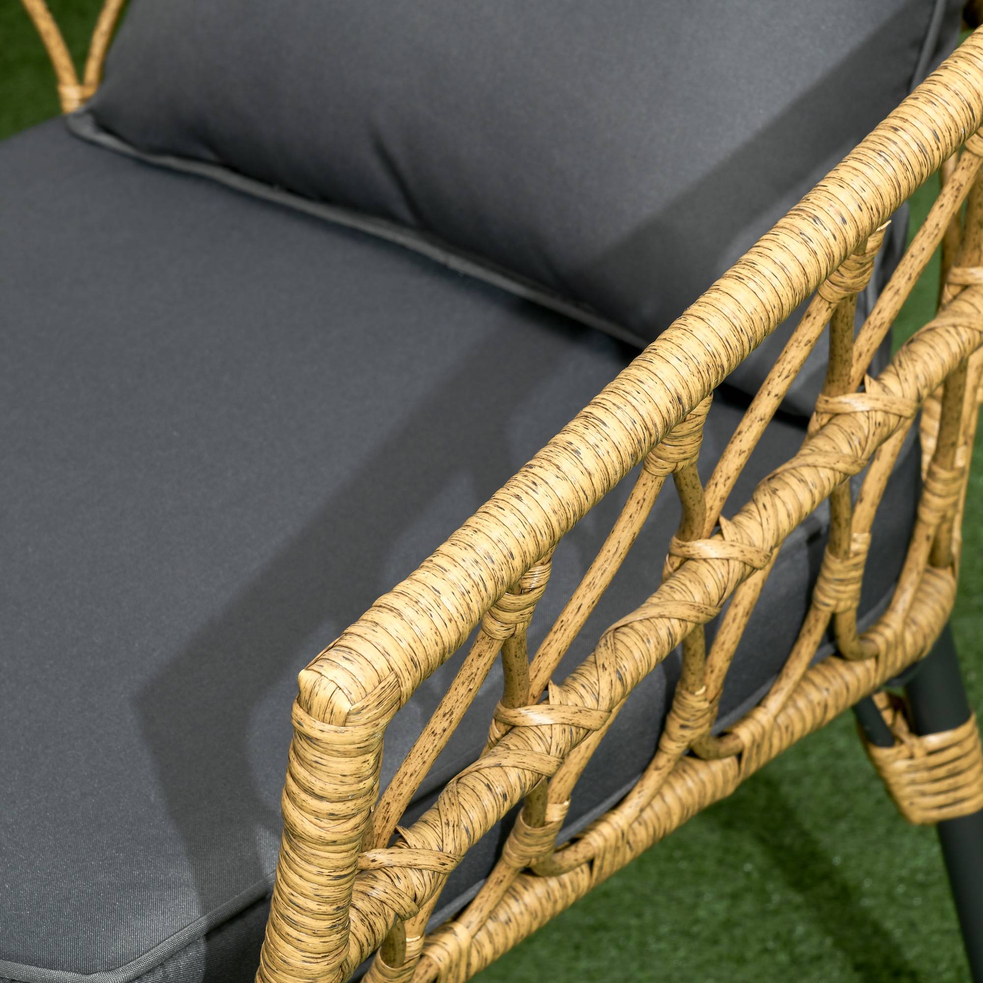 Outsunny - Salon de jardin 4 places 4 pièces style colonial table basse coussins gris inclus résine tressée aspect rotin - Outsunny - Image 8
