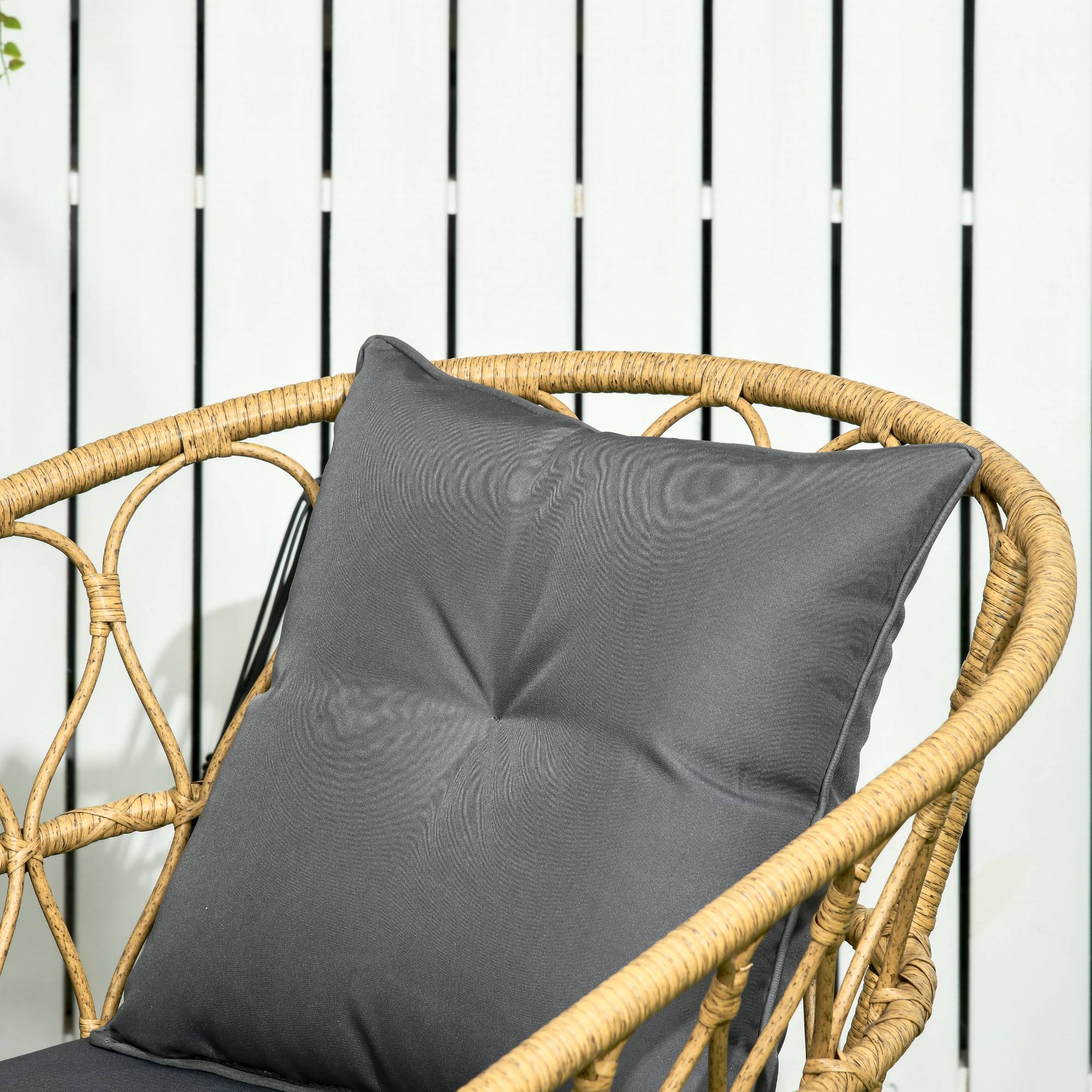 Outsunny - Salon de jardin 4 places 4 pièces style colonial table basse coussins gris inclus résine tressée aspect rotin - Outsunny - Image 9