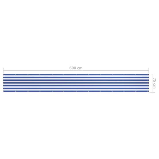 Écran de balcon Tissu Oxford Blanc et Bleu 75 x 600 cm - PANGIVO - Image 5