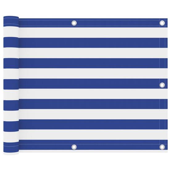 Écran de balcon Tissu Oxford Blanc et Bleu 75 x 600 cm - PANGIVO - Image 1