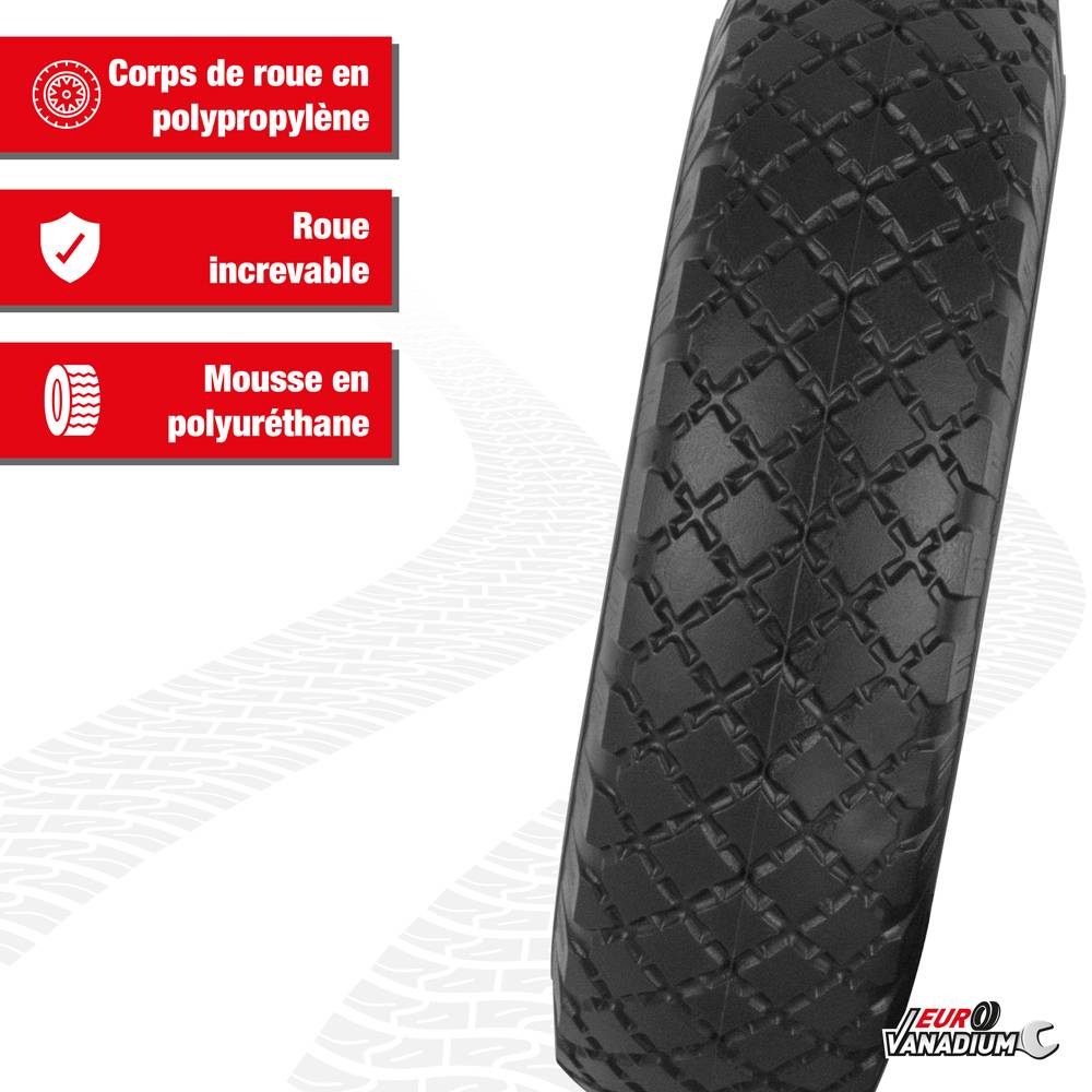 Roue increvable 260 mm (3.00/4) avec axe central et alésage 20 mm pour diable et chariot - Image 2