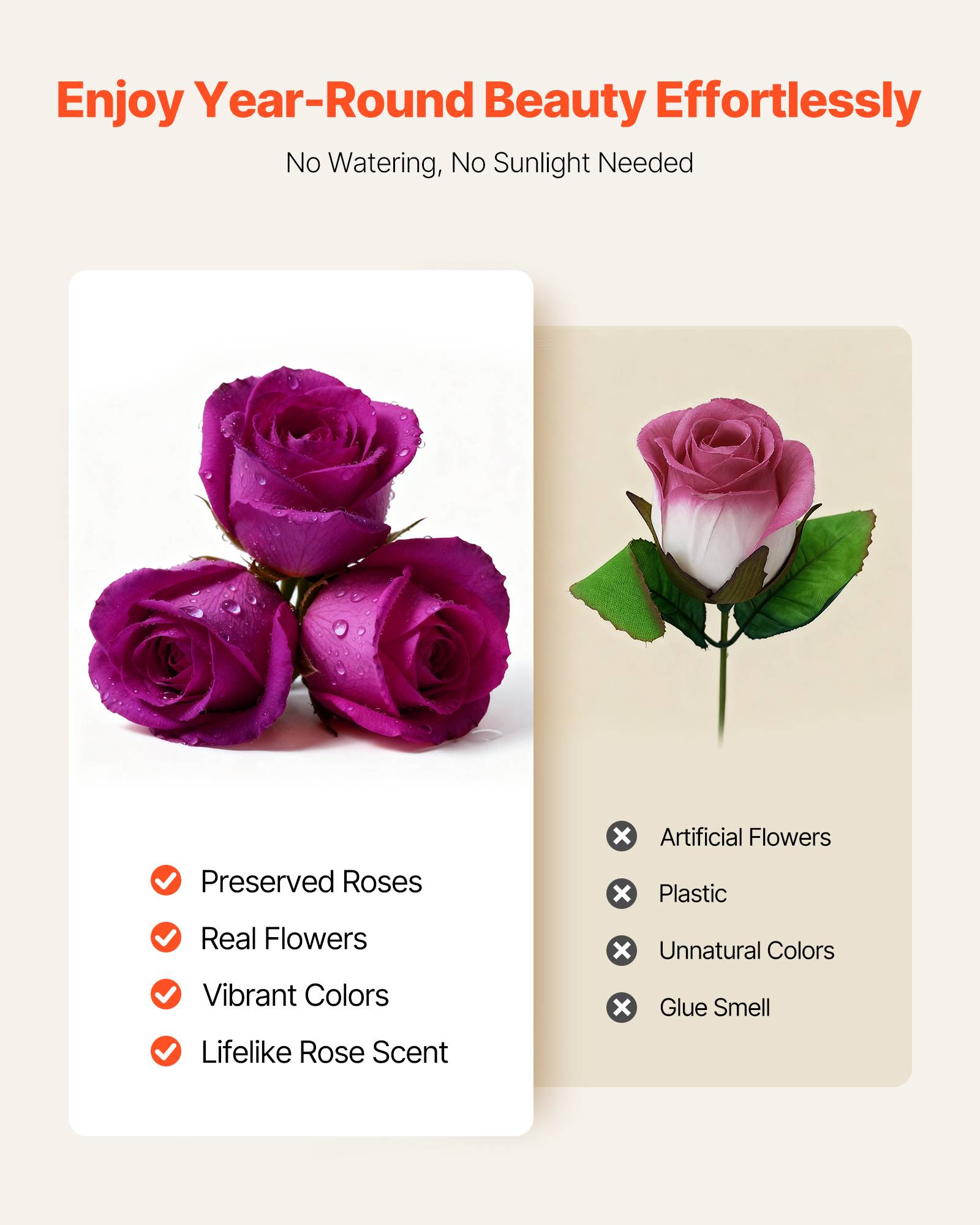 VEVOR Rose Éternelle Fleurs Éternelles Préservées Lot de 27 Boîte en Cœur Violet - Image 4