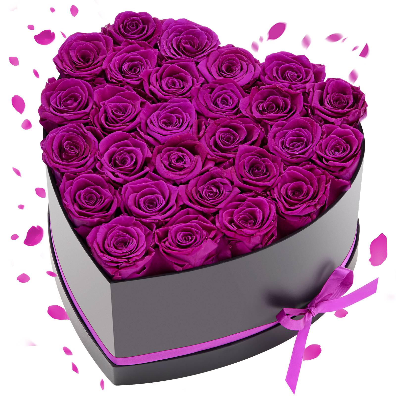 VEVOR Rose Éternelle Fleurs Éternelles Préservées Lot de 27 Boîte en Cœur Violet - Image 1