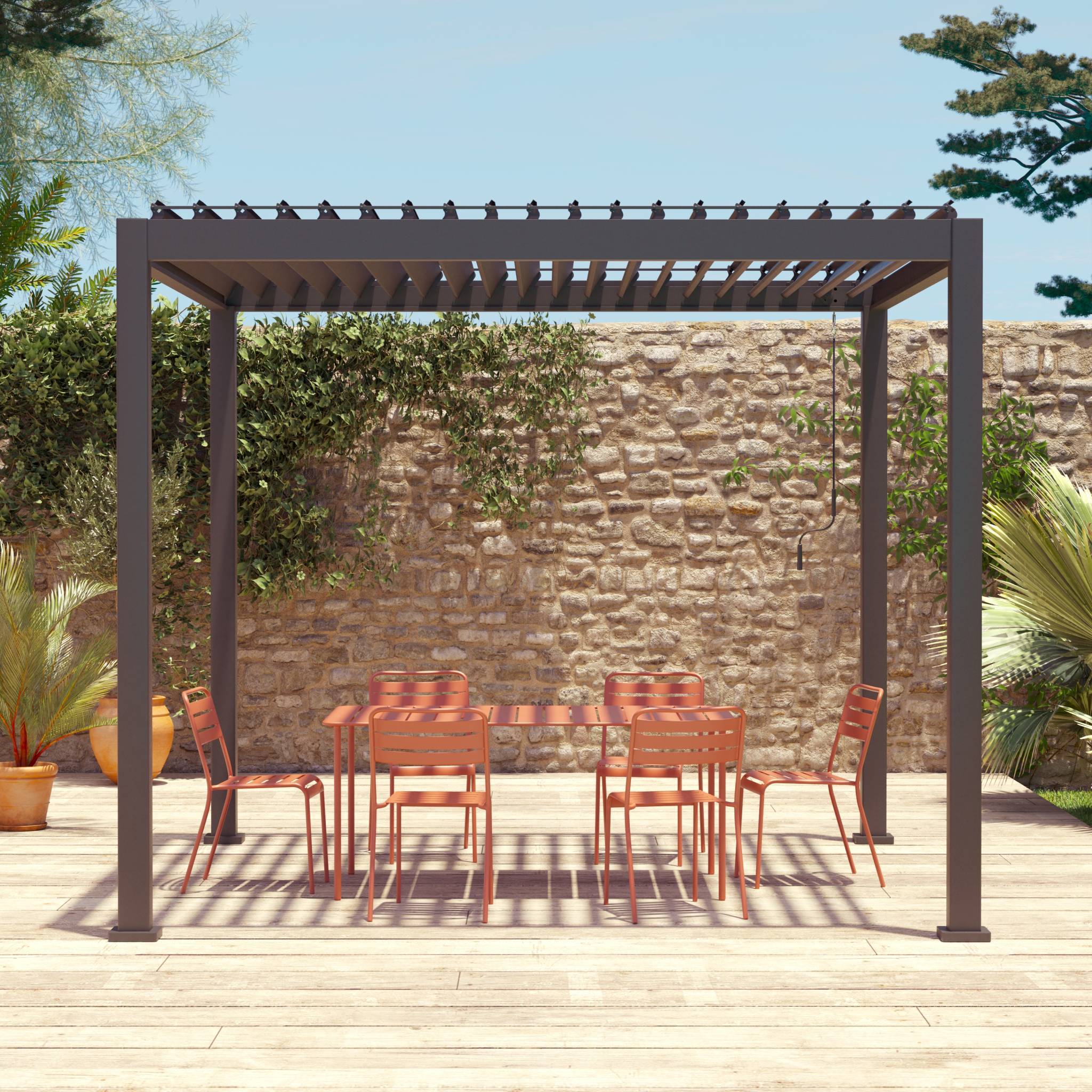 sweeek - Pergola bioclimatique aluminium anthracite Triomphe 3x3 m lames orientables | sweeek - Image 3