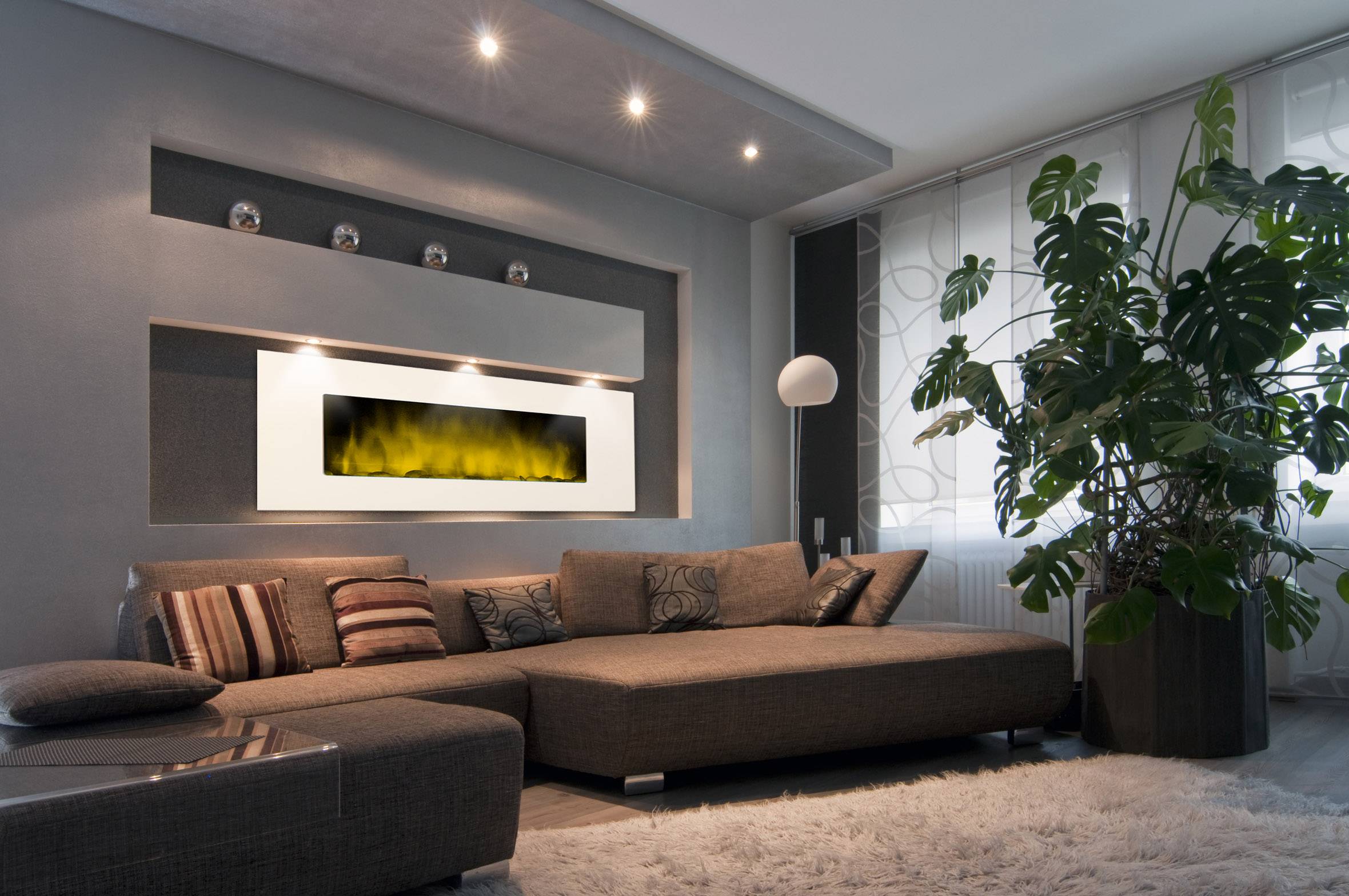 Cheminée électrique Murale White Loft XXL 120 cm Effet Flammes LED Chemin'Arte - Image 3