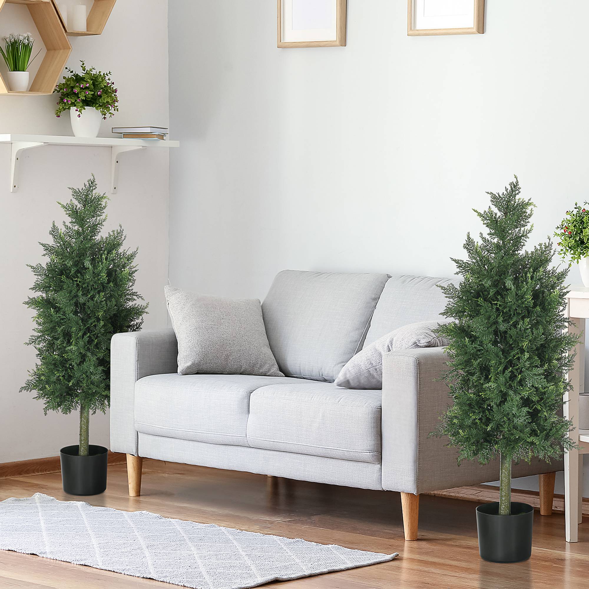 Lot de 2 plantes artificielles Cèdre avec pot, hauteur 90 cm, Conifère, 38L x 12,5l x 90H cm - Image 4
