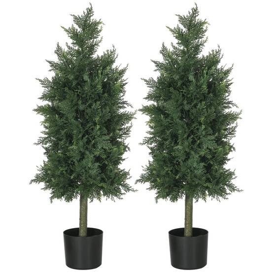Lot de 2 plantes artificielles Cèdre avec pot, hauteur 90 cm, Conifère, 38L x 12,5l x 90H cm - Image 2