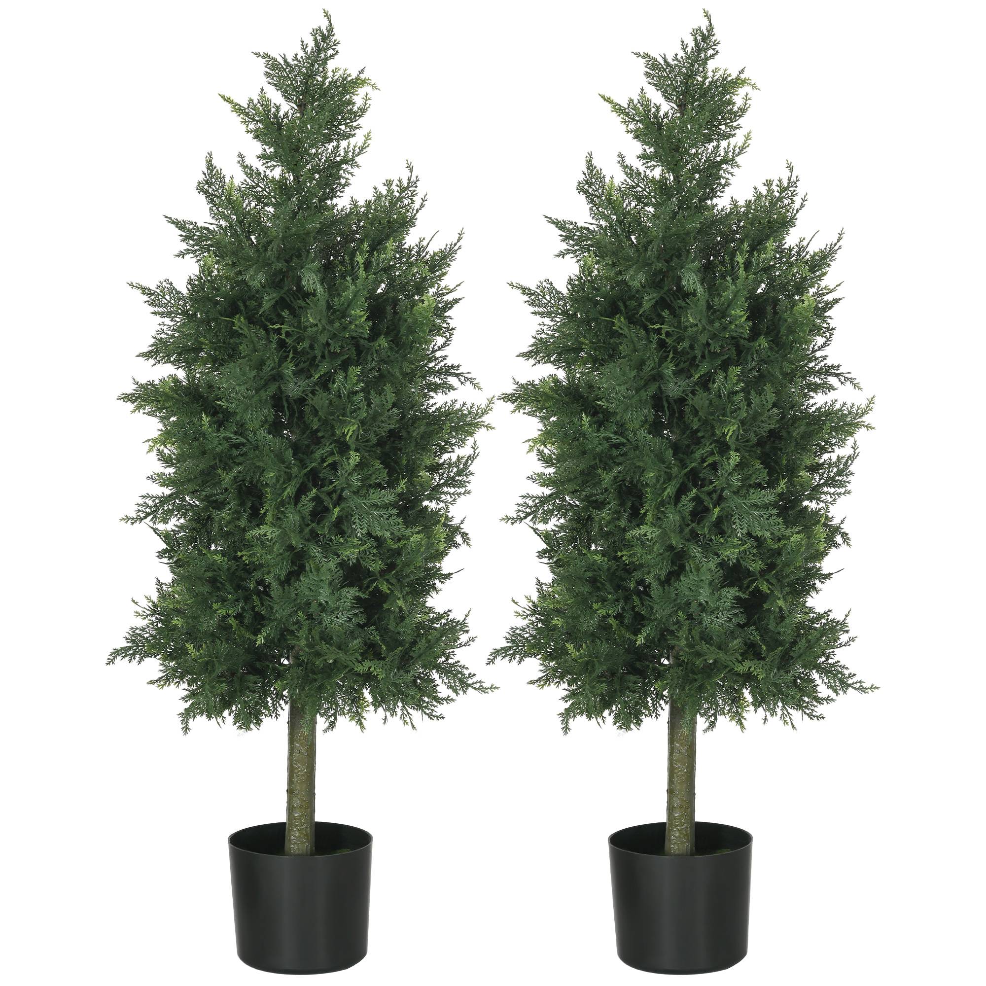 Lot de 2 plantes artificielles Cèdre avec pot, hauteur 90 cm, Conifère, 38L x 12,5l x 90H cm - Image 2