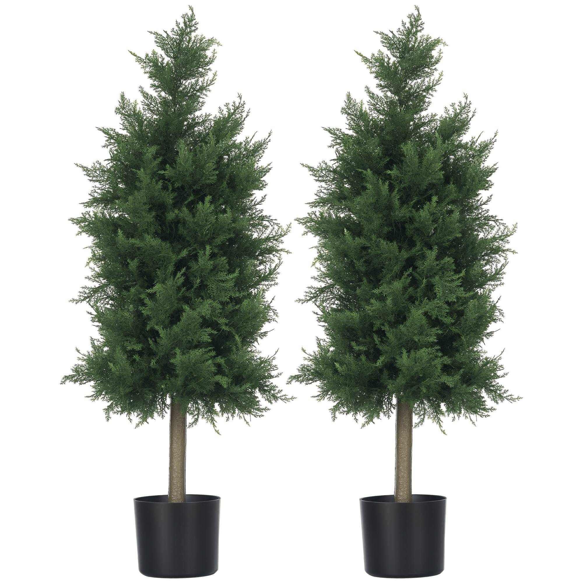 Lot de 2 plantes artificielles Cèdre avec pot, hauteur 90 cm, Conifère, 38L x 12,5l x 90H cm - Image 1