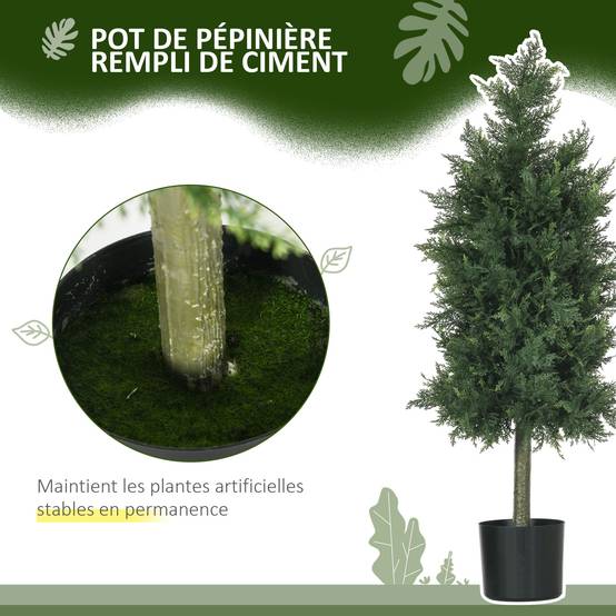 Lot de 2 plantes artificielles Cèdre avec pot, hauteur 90 cm, Conifère, 38L x 12,5l x 90H cm - Image 8