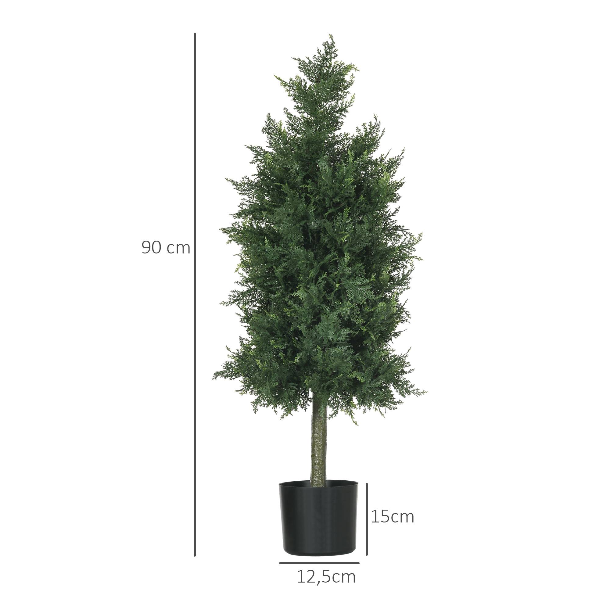 Lot de 2 plantes artificielles Cèdre avec pot, hauteur 90 cm, Conifère, 38L x 12,5l x 90H cm - Image 5