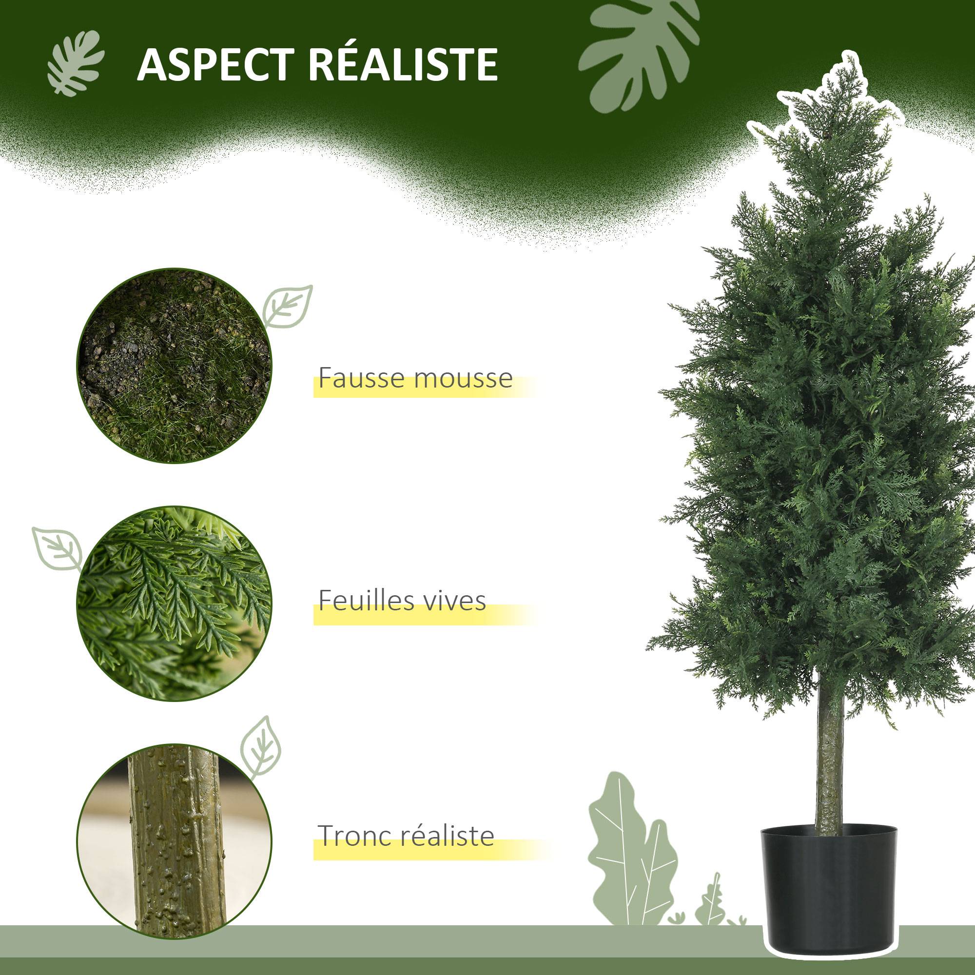 Lot de 2 plantes artificielles Cèdre avec pot, hauteur 90 cm, Conifère, 38L x 12,5l x 90H cm - Image 6
