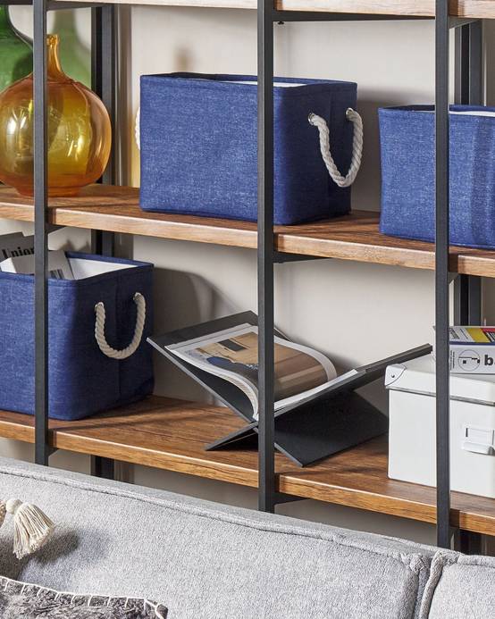 Lot de 3 Paniers de Rangement en Tissu Polyester Bleu Marine avec Poignées en Corde Boite de Rangement Organisation Salon Chambre Design Traditionnel - Image 2