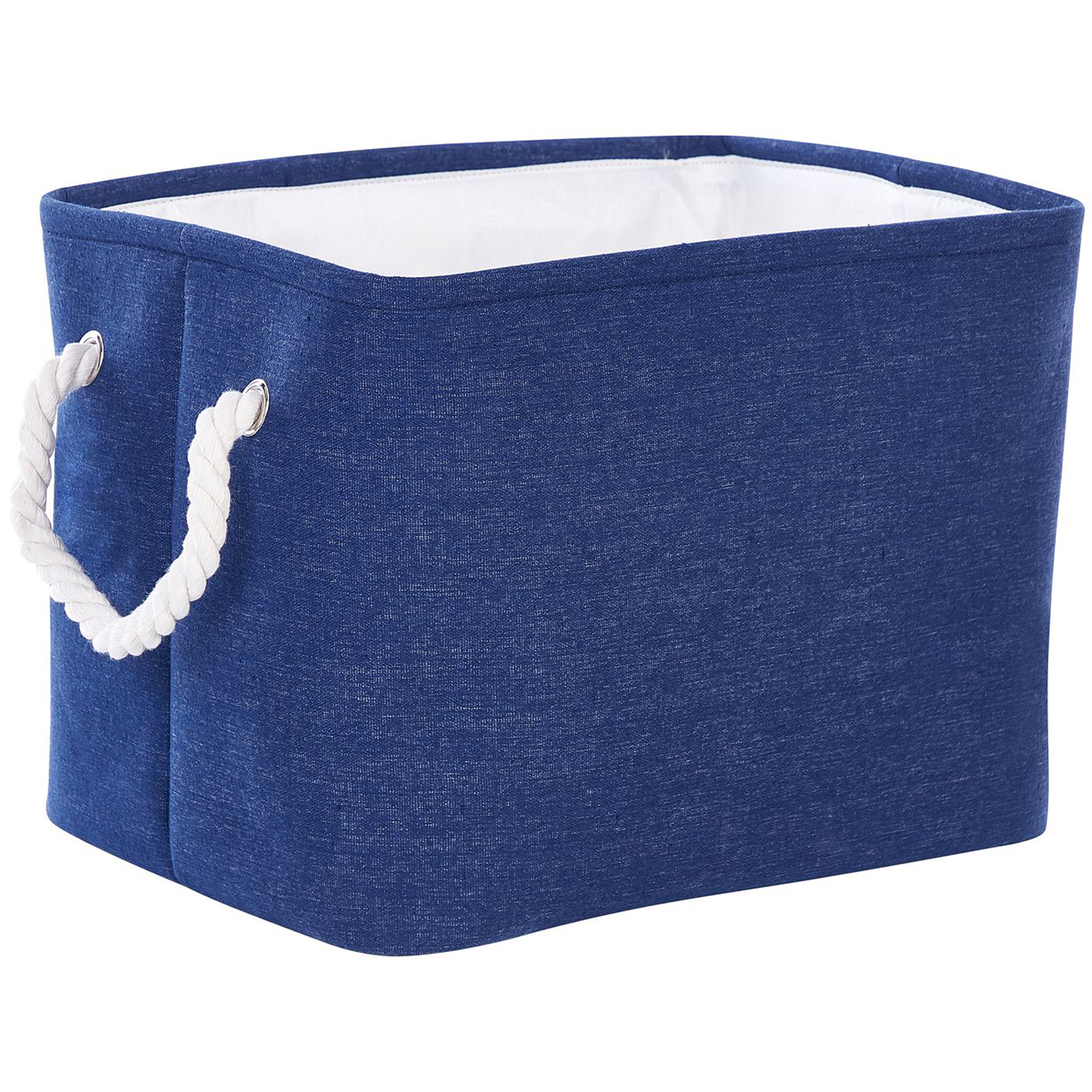 Lot de 3 Paniers de Rangement en Tissu Polyester Bleu Marine avec Poignées en Corde Boite de Rangement Organisation Salon Chambre Design Traditionnel - Image 6