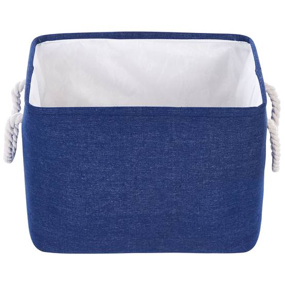 Lot de 3 Paniers de Rangement en Tissu Polyester Bleu Marine avec Poignées en Corde Boite de Rangement Organisation Salon Chambre Design Traditionnel - Image 7