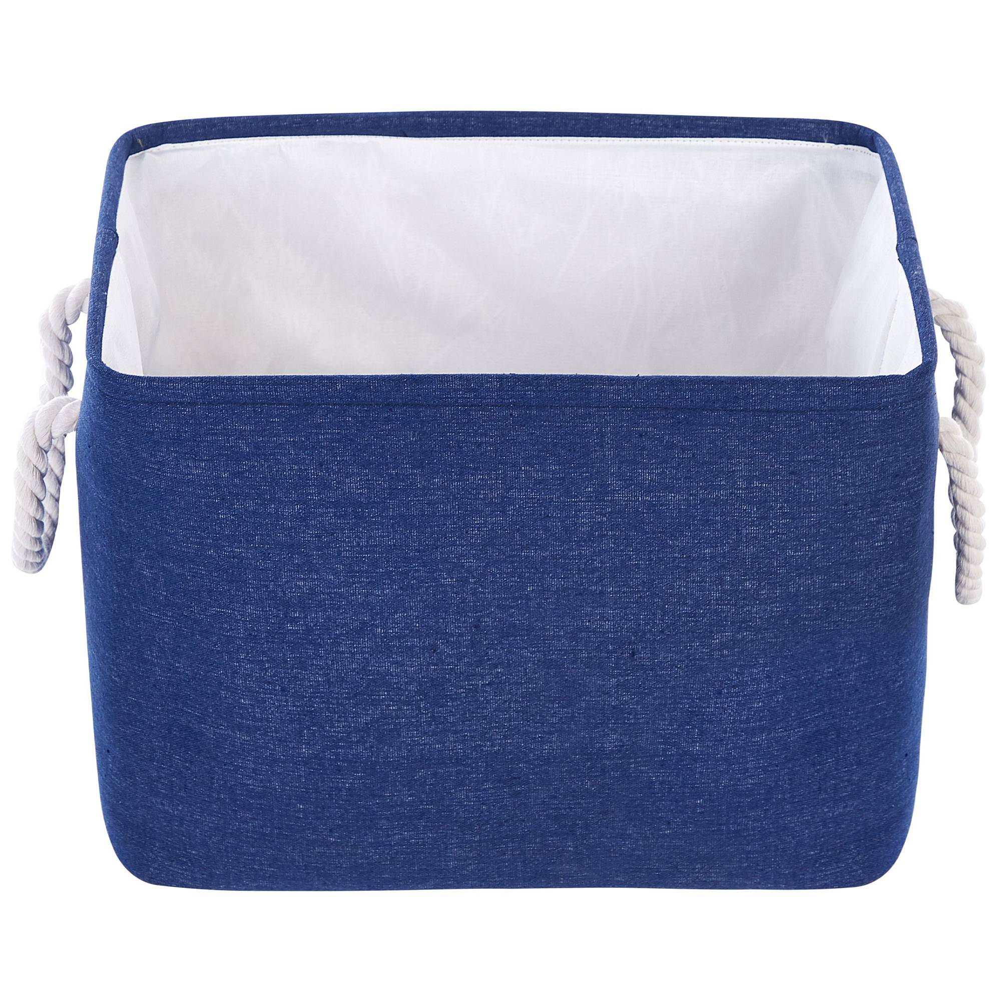 Lot de 3 Paniers de Rangement en Tissu Polyester Bleu Marine avec Poignées en Corde Boite de Rangement Organisation Salon Chambre Design Traditionnel - Image 7