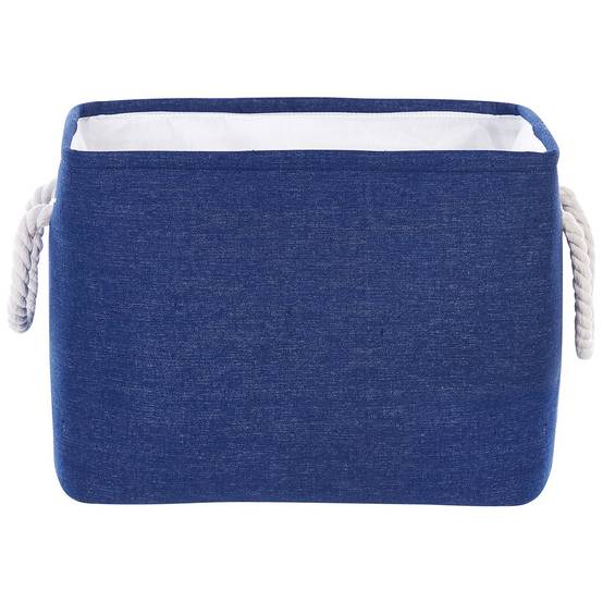 Lot de 3 Paniers de Rangement en Tissu Polyester Bleu Marine avec Poignées en Corde Boite de Rangement Organisation Salon Chambre Design Traditionnel - Image 5