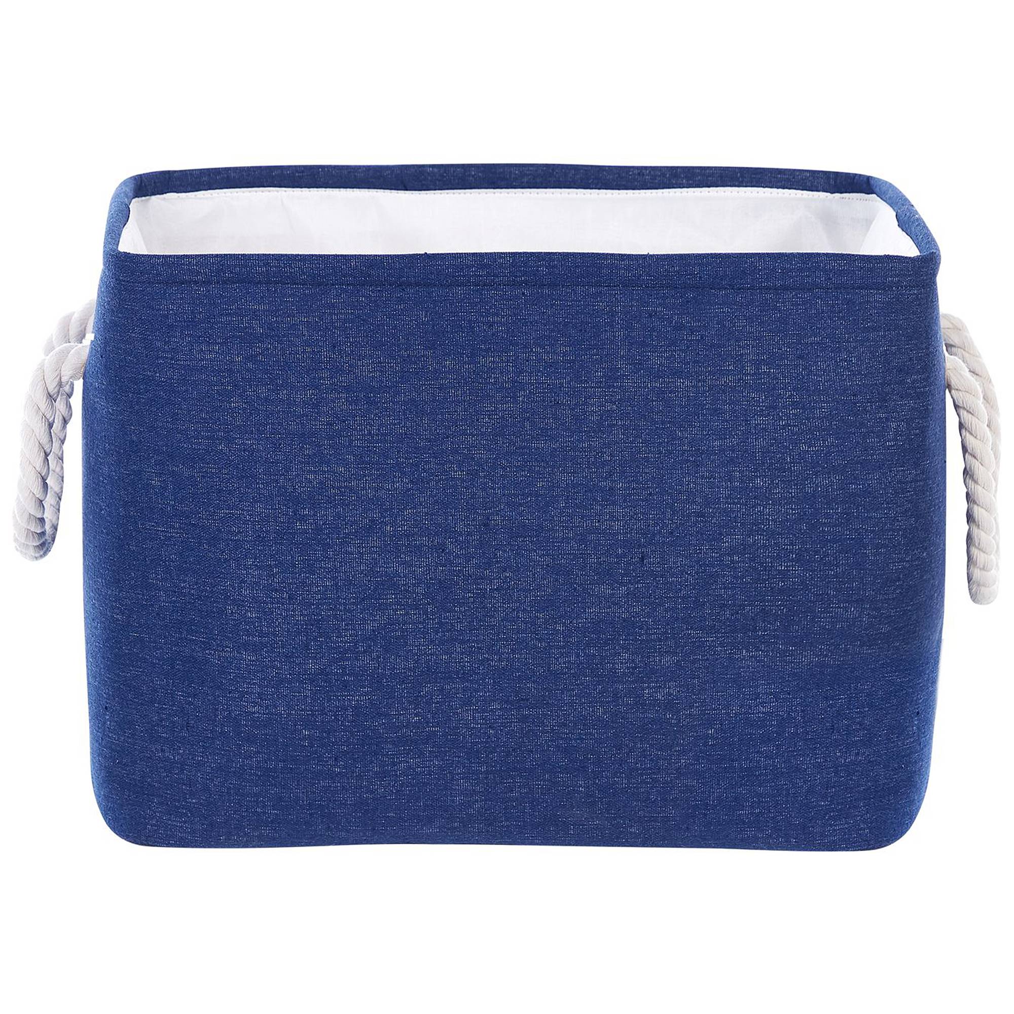 Lot de 3 Paniers de Rangement en Tissu Polyester Bleu Marine avec Poignées en Corde Boite de Rangement Organisation Salon Chambre Design Traditionnel - Image 5