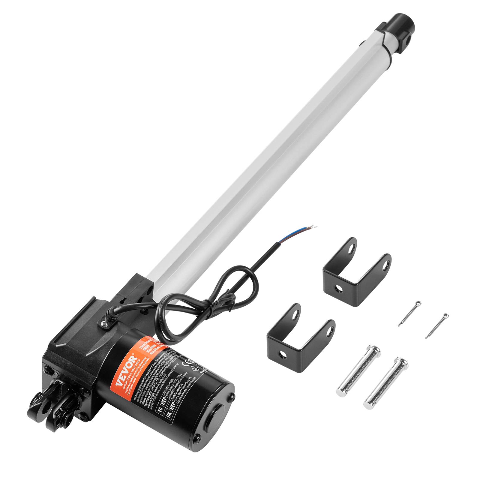 VEVOR Actionneur linéaire 12V 400mm 6000N 5mm/s, IP44, pour portes électriques, machines industrielles, navires. - Image 1