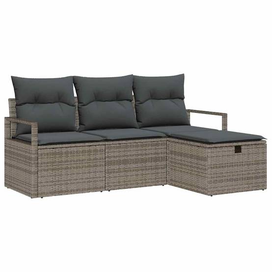 Ensemble de Canapés avec coussin 4 pcs | Canapé D'extérieur | Sofa De Jardin Gris polyrotin Maison Chic - Image 1