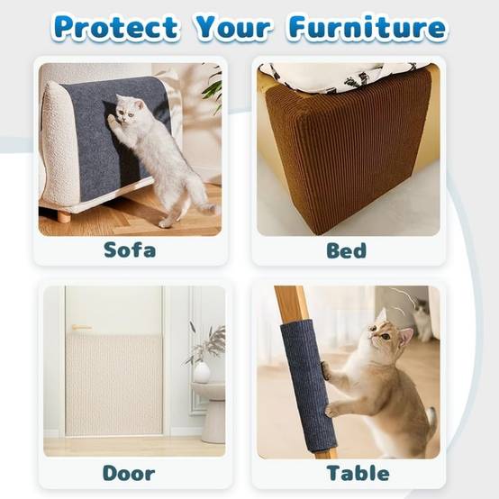 Tapis griffoir autocollant pour chat - 40x100 cm (Kaki) - Protection meubles & murs - Découpable & ultra-adhésif - Living123 - Image 2
