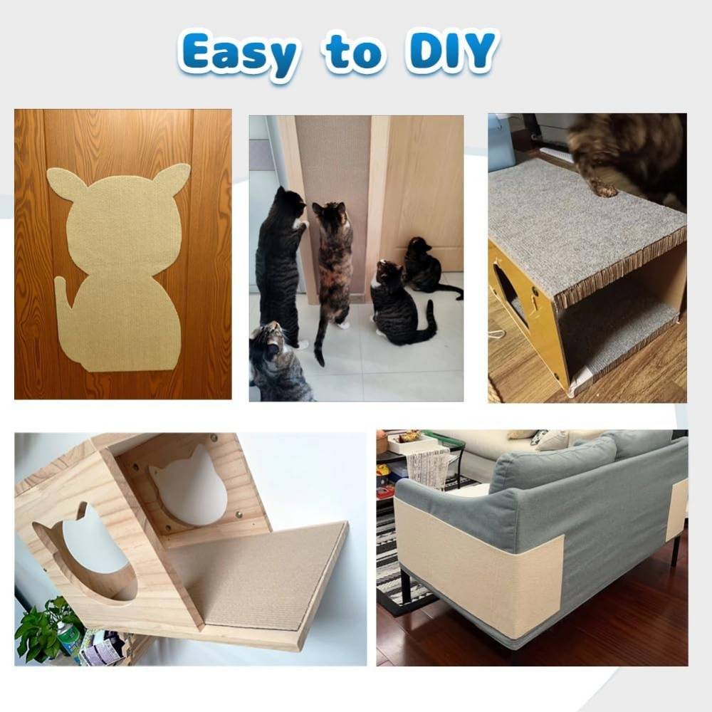 Tapis griffoir autocollant pour chat - 40x100 cm (Kaki) - Protection meubles & murs - Découpable & ultra-adhésif - Living123 - Image 3