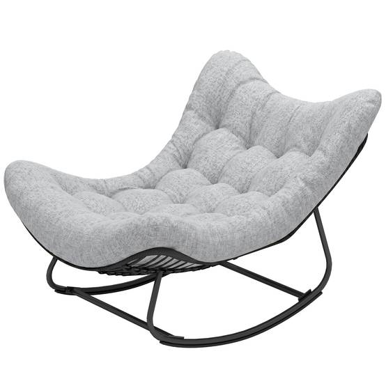 Fauteuil à bascule œuf Rotin PE Intérieur & extérieur Balancement doux 111x98x74cm Gris - ComfortXL Outdoor Living - Image 2