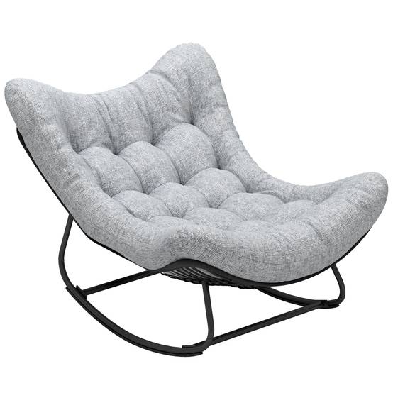 Fauteuil à bascule œuf Rotin PE Intérieur & extérieur Balancement doux 111x98x74cm Gris - ComfortXL Outdoor Living - Image 1