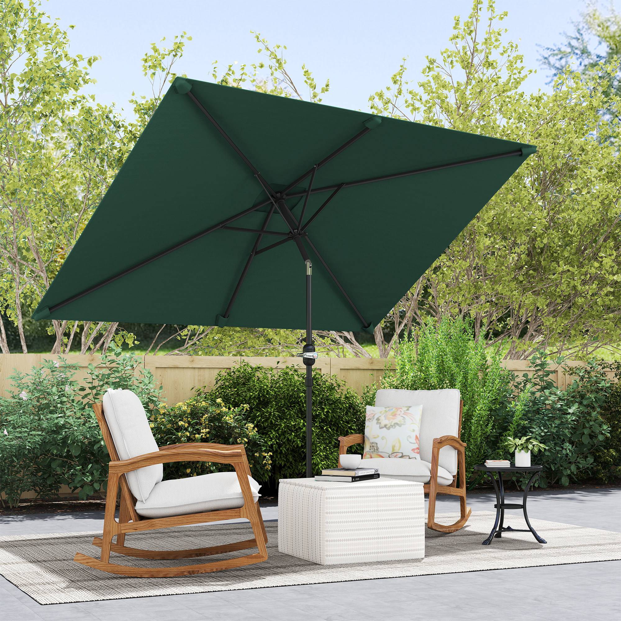 Parasol Rectangulaire Aluminium Jardin Terrasse Inclinable 295x195 cm Vert - ComfortXL Outdoor Living - Image 10