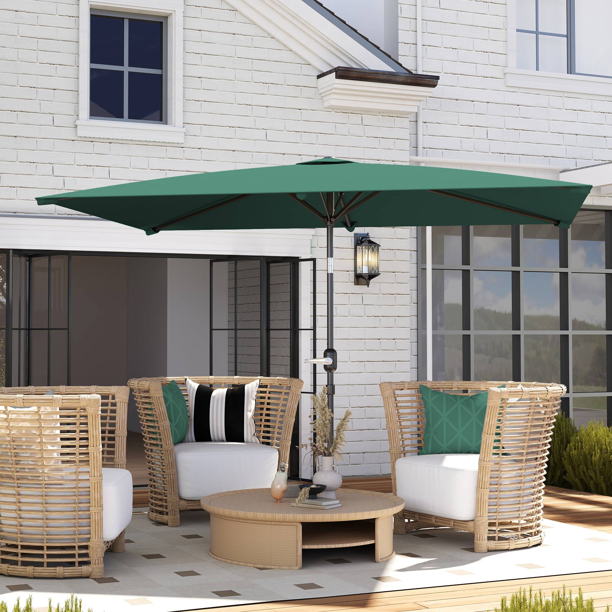 Parasol Rectangulaire Aluminium Jardin Terrasse Inclinable 295x195 cm Vert - ComfortXL Outdoor Living - Image 4