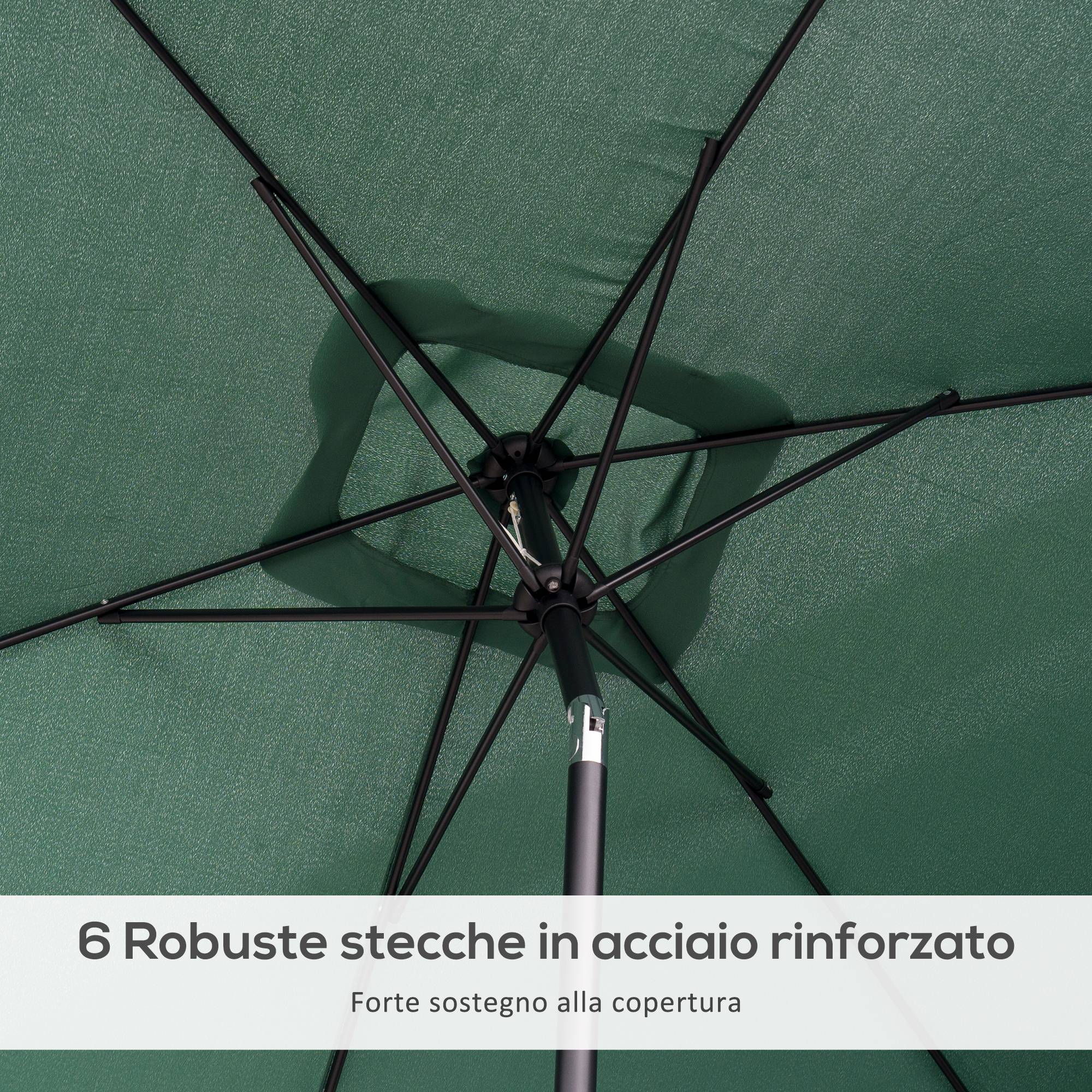 Parasol Rectangulaire Aluminium Jardin Terrasse Inclinable 295x195 cm Vert - ComfortXL Outdoor Living - Image 9