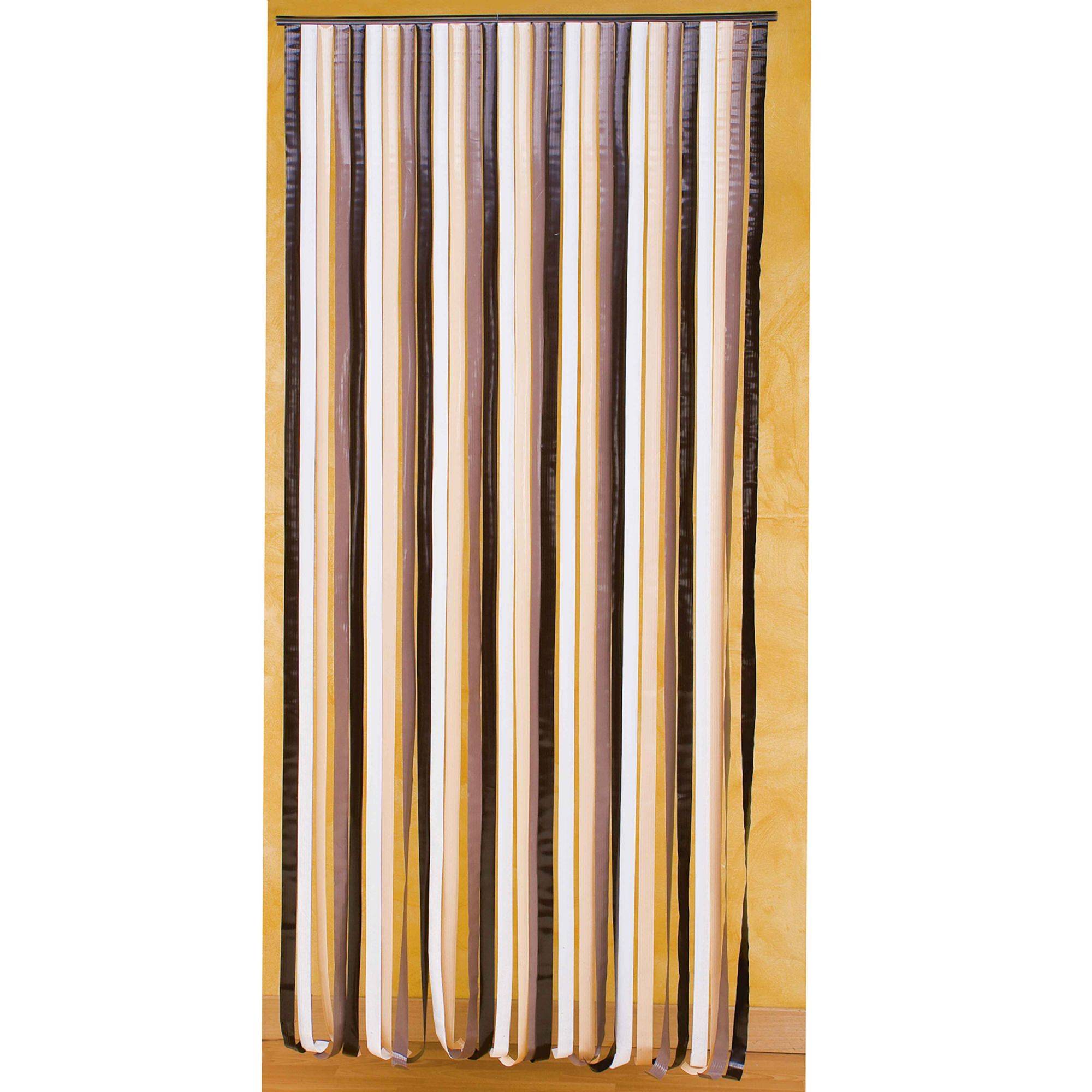 Rideau de porte lanières plastique - Marron/beige - Image 1